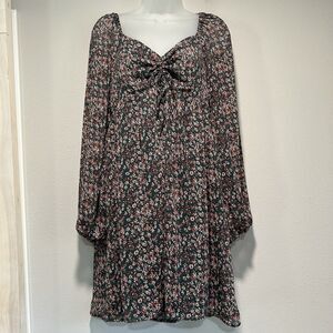 Womens Dress Medium Babydoll Milkmaid Cottagecore Smocked Semi Sheer Sleeve